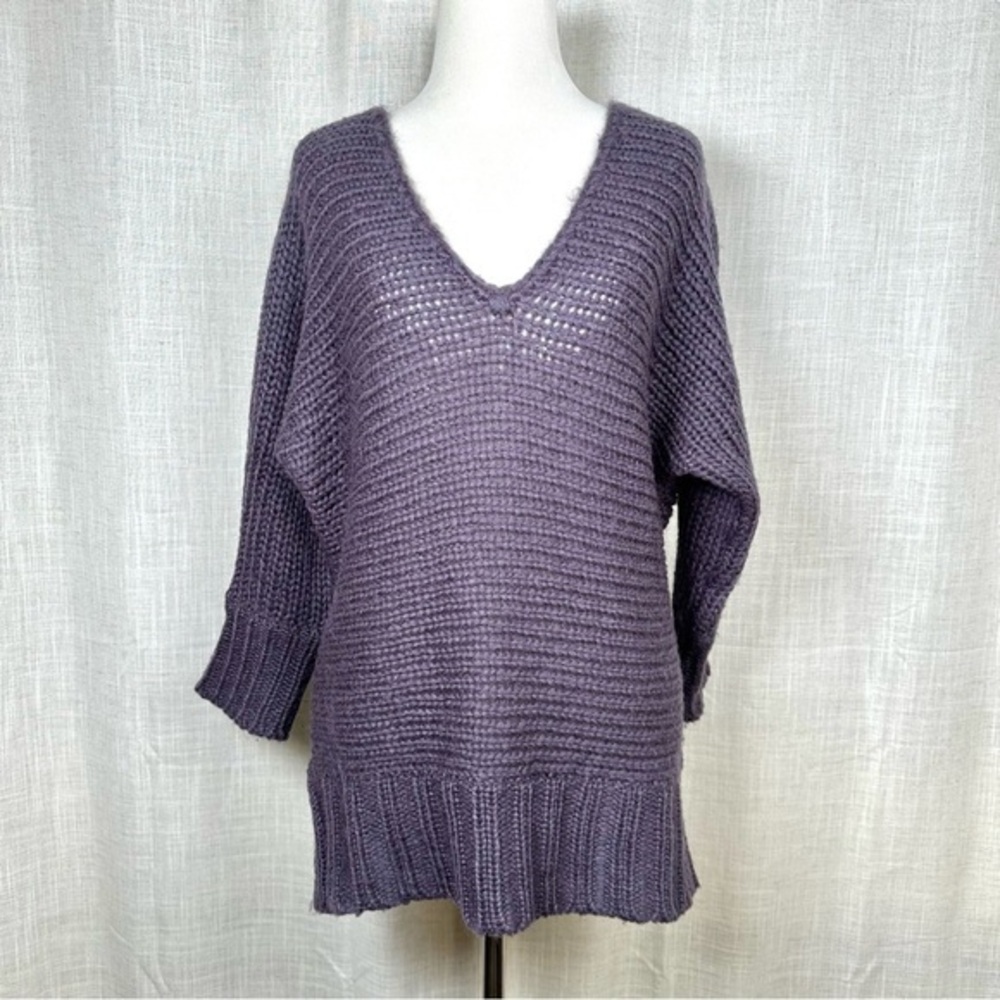 AE Chunky Open Knit Slouchy Dolman Longline Purple Sweater Size Medium From 2010